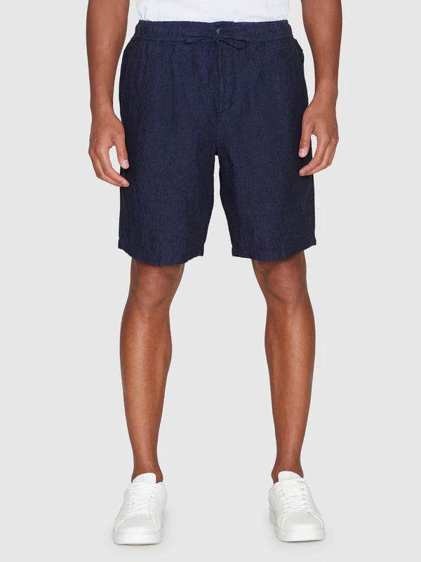 Loose Linen Shorts (Total Eclipse) - Knowledge Cotton Apparel