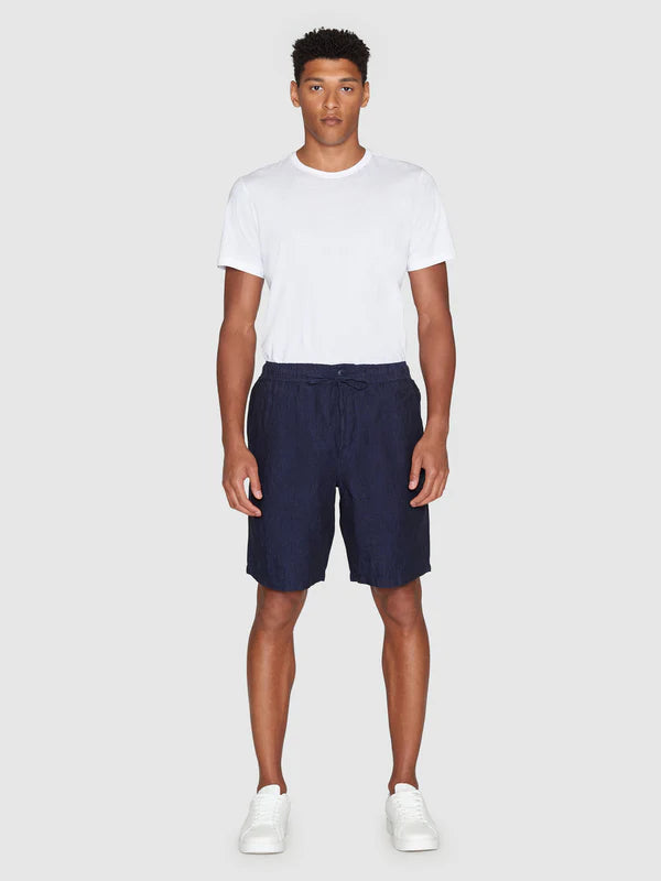 Loose Linen Shorts (Total Eclipse) - Knowledge Cotton Apparel