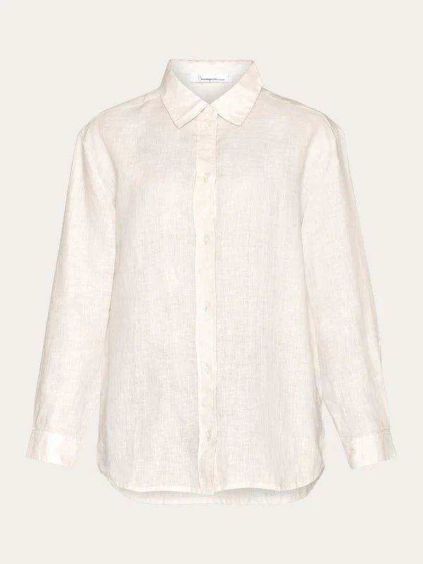 Loose Long Sleeve Linen Shirt (Feather Gray) - Knowledge Cotton Shirt