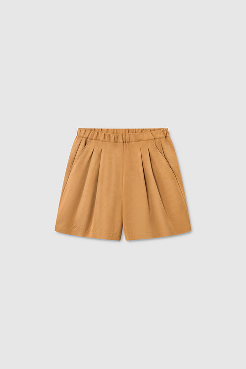 Sira Pleated Tencel Shorts (Ochre) - Maska