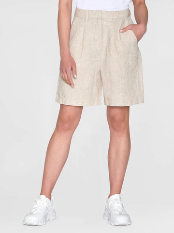 Wide High-Rise Linen Shorts (Feather Gray) - Knowledge Cotton Apparel