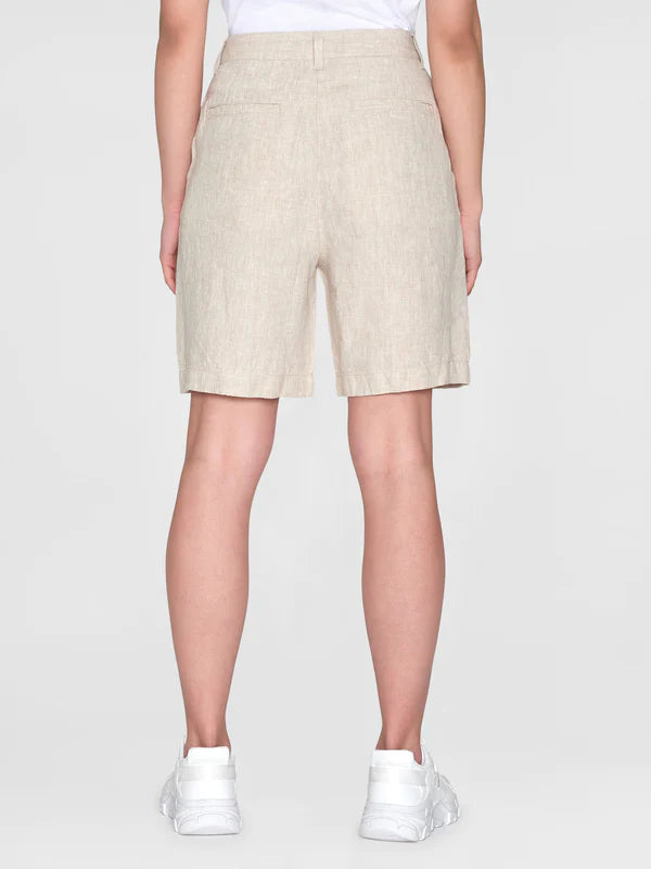 Wide High-Rise Linen Shorts (Feather Gray) - Knowledge Cotton Apparel