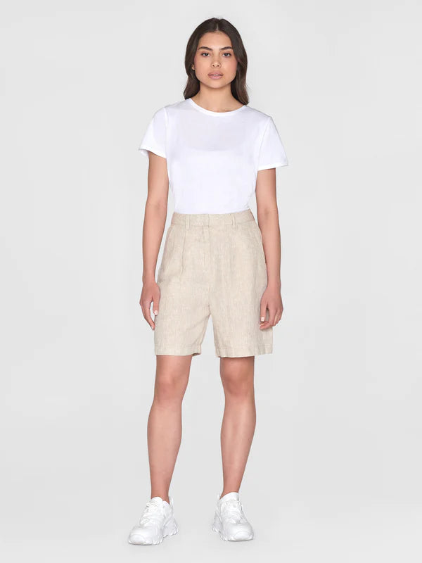 Wide High-Rise Linen Shorts (Feather Gray) - Knowledge Cotton Apparel