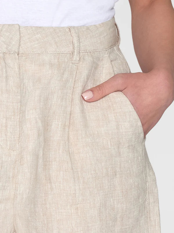Wide High-Rise Linen Shorts (Feather Gray) - Knowledge Cotton Apparel