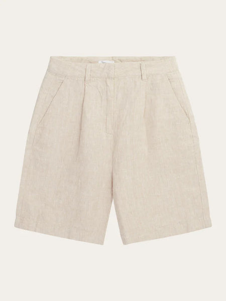 Wide High-Rise Linen Shorts (Feather Gray) - Knowledge Cotton Apparel