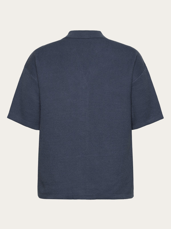 Racking Stitch Short Sleeved Shirt - Regenerative Organic Certified - GOTS/Vegan (Vintage Indigo)