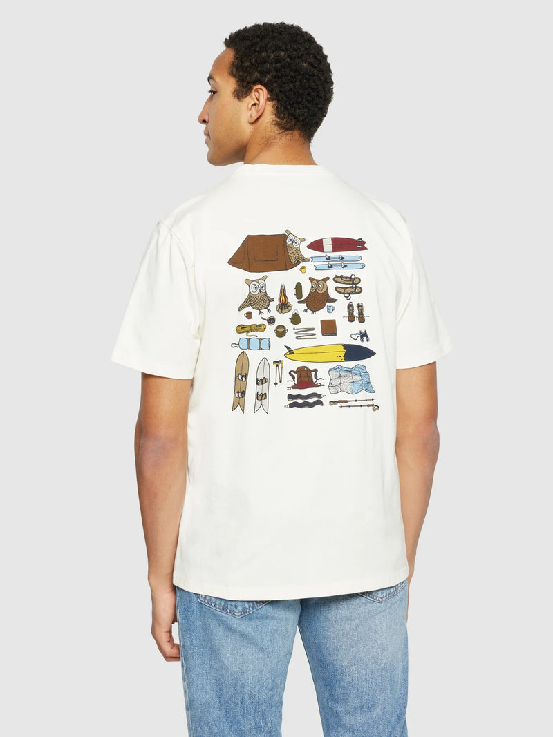Regular Fit Owl Trip Print T-shirt (white) - Knowledge Cotton Apparel