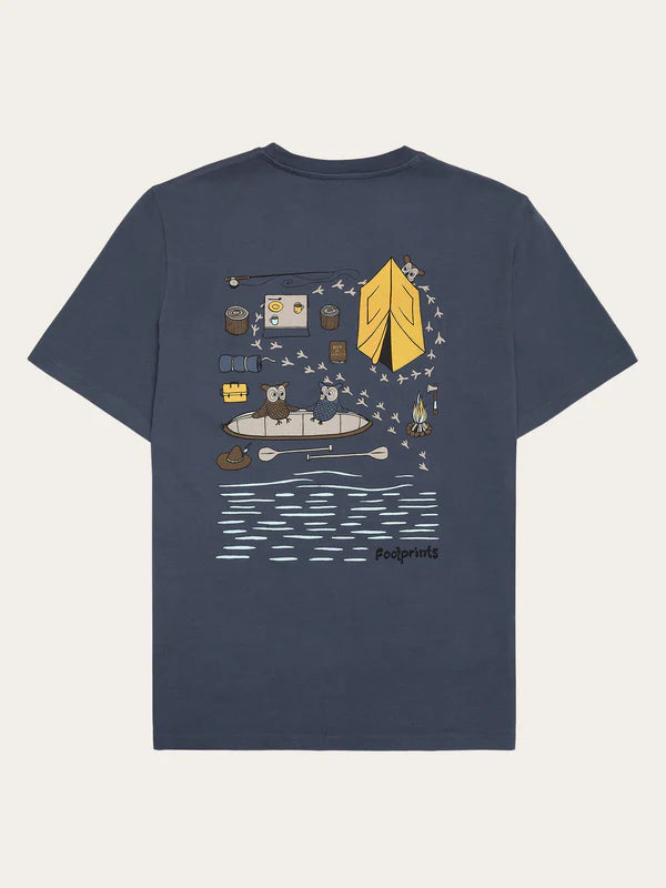 Regular Short Sleeve Heavy Single Jersey Printed T-Shirt GOTS/Vegan (Vintage Indigo)