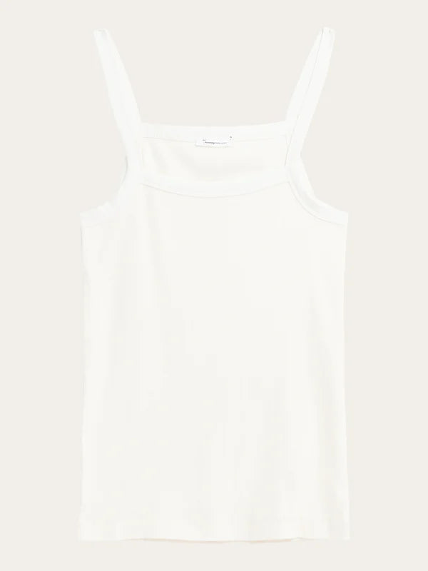 Rib Strap Top  (White) - Knowledge Cotton Apparel