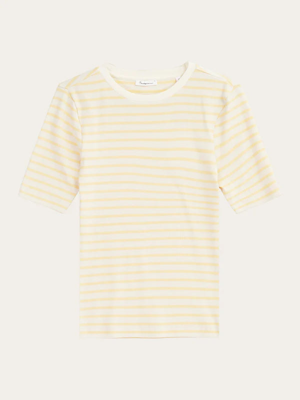 Striped Rib T-shirt (Yellow Stripe)  - Knowledge Cotton Apparel