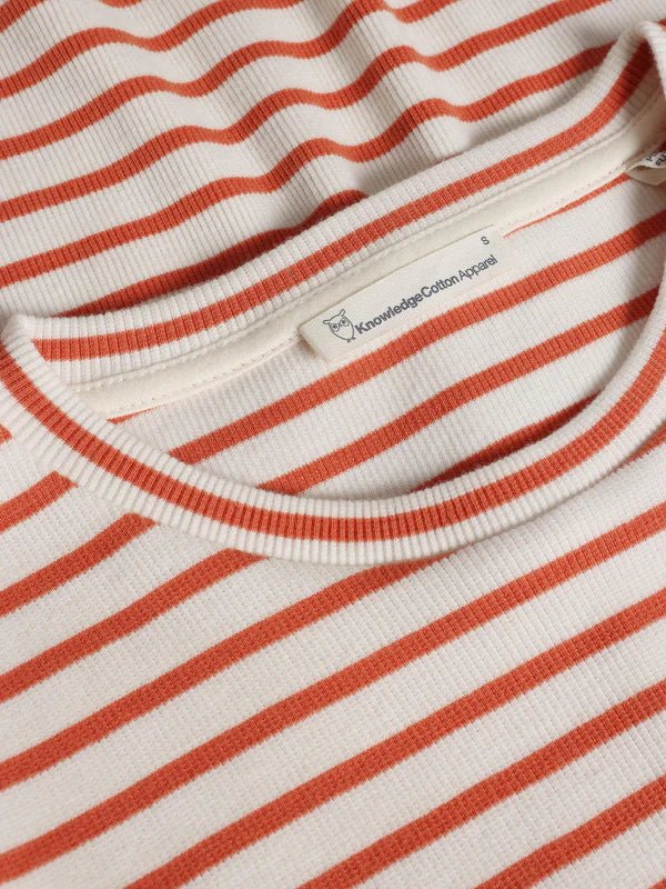 Striped Rib T-shirt - Regenerative Organic Certified - GOTS/Vegan (Red stripe)