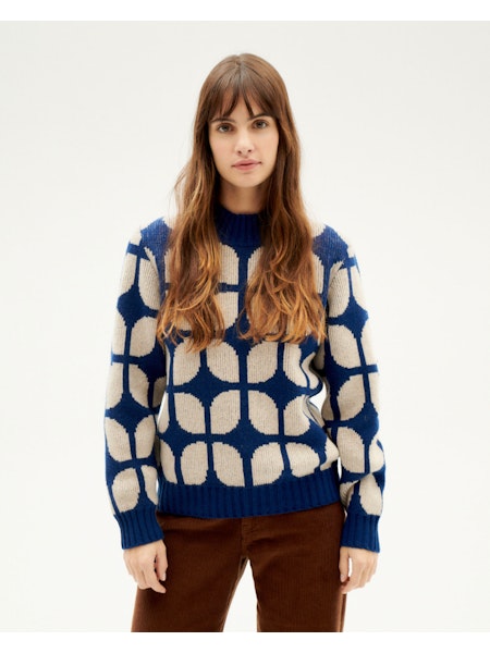 Wallpaper Knitted Sweater (Blue) - Thinking Mu