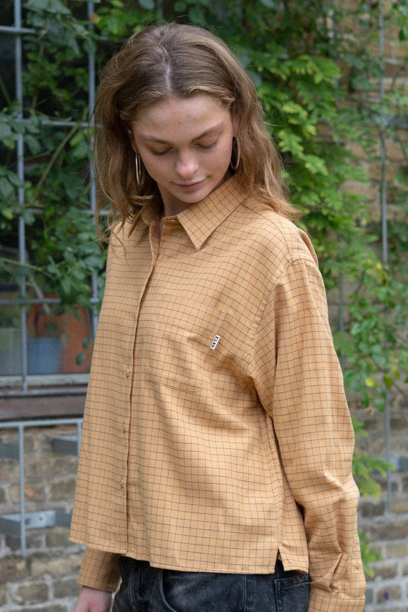 Light Flanel Womens Shirt /Wheat Yellow - Brown Check