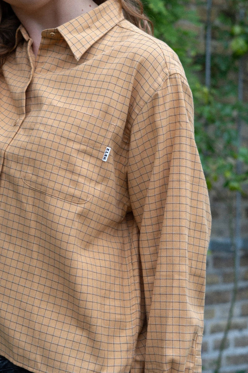 Light Flanel Womens Shirt /Wheat Yellow - Brown Check
