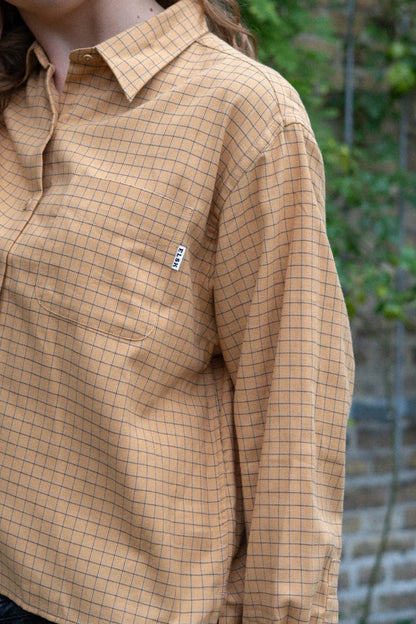Light Flanel Womens Shirt /Wheat Yellow - Brown Check