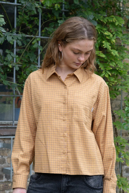 Light Flanel Womens Shirt /Wheat Yellow - Brown Check
