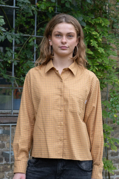 Light Flanel Womens Shirt /Wheat Yellow - Brown Check