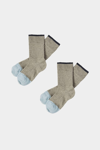 Contrast Socks (Light Beige melange) - FUB