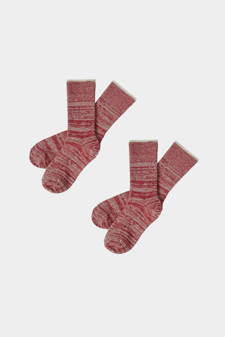 Melange Socks (Crimson Red/Ecru) - FUB