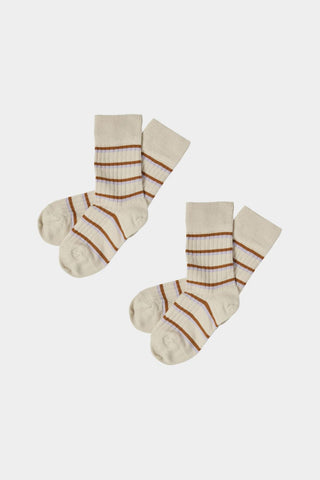 Thin Striped Socks (Heather/Rust) - FUB