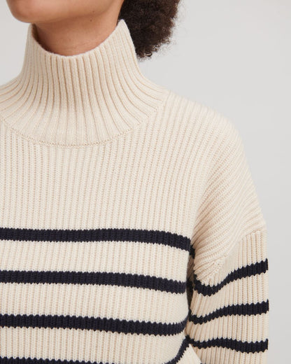 Chunky Sweater (Off White/Marineblå) - FUB