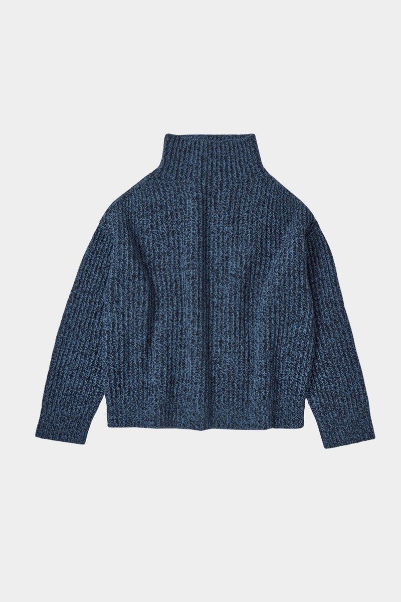 Lambswool Rib Sweater (Dark Navy/Deep Sky) - FUB