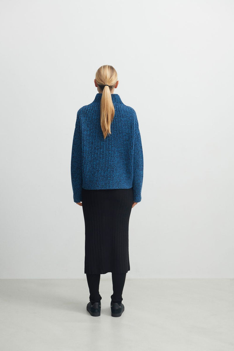 Lambswool Rib Sweater (Dark Navy/Deep Sky) - FUB