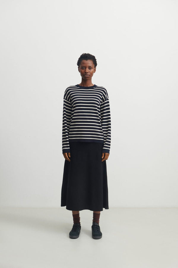 Striped Blouse (Dark Navy/Ecru) - FUB