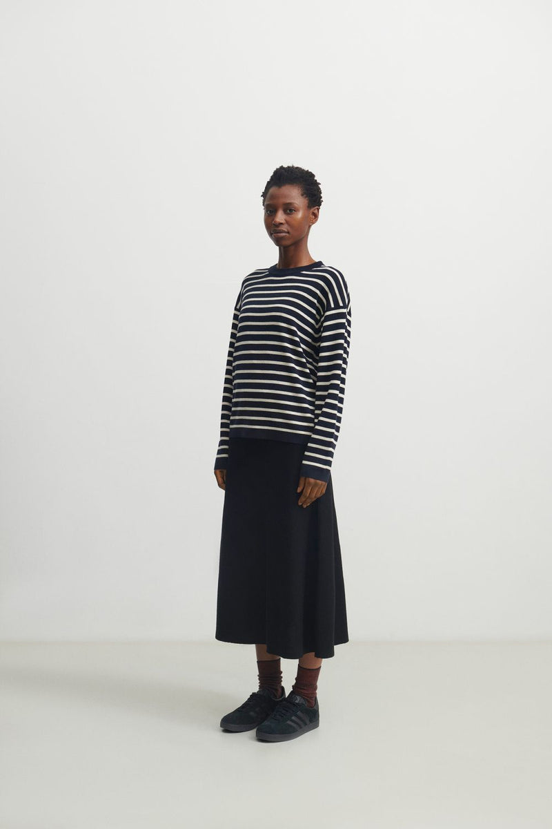 Striped Blouse (Dark Navy/Ecru) - FUB