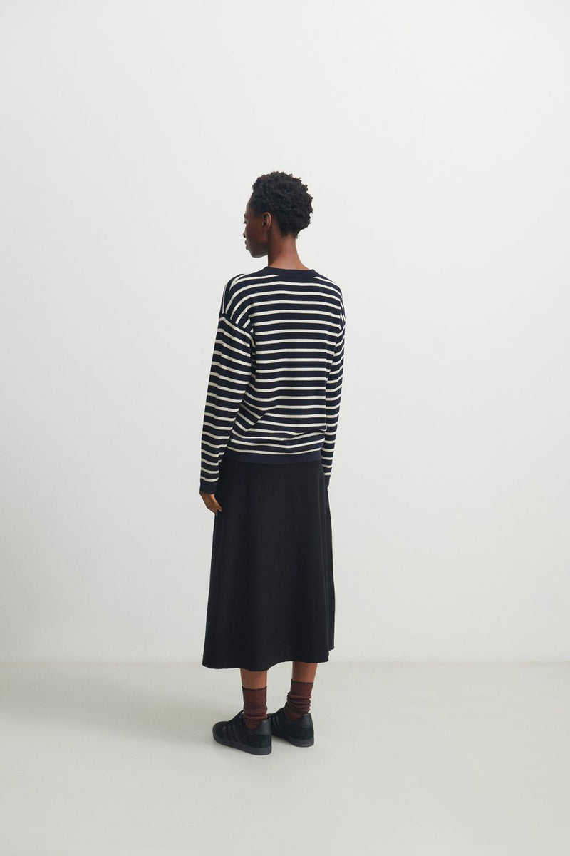 Striped Blouse (Dark Navy/Ecru) - FUB