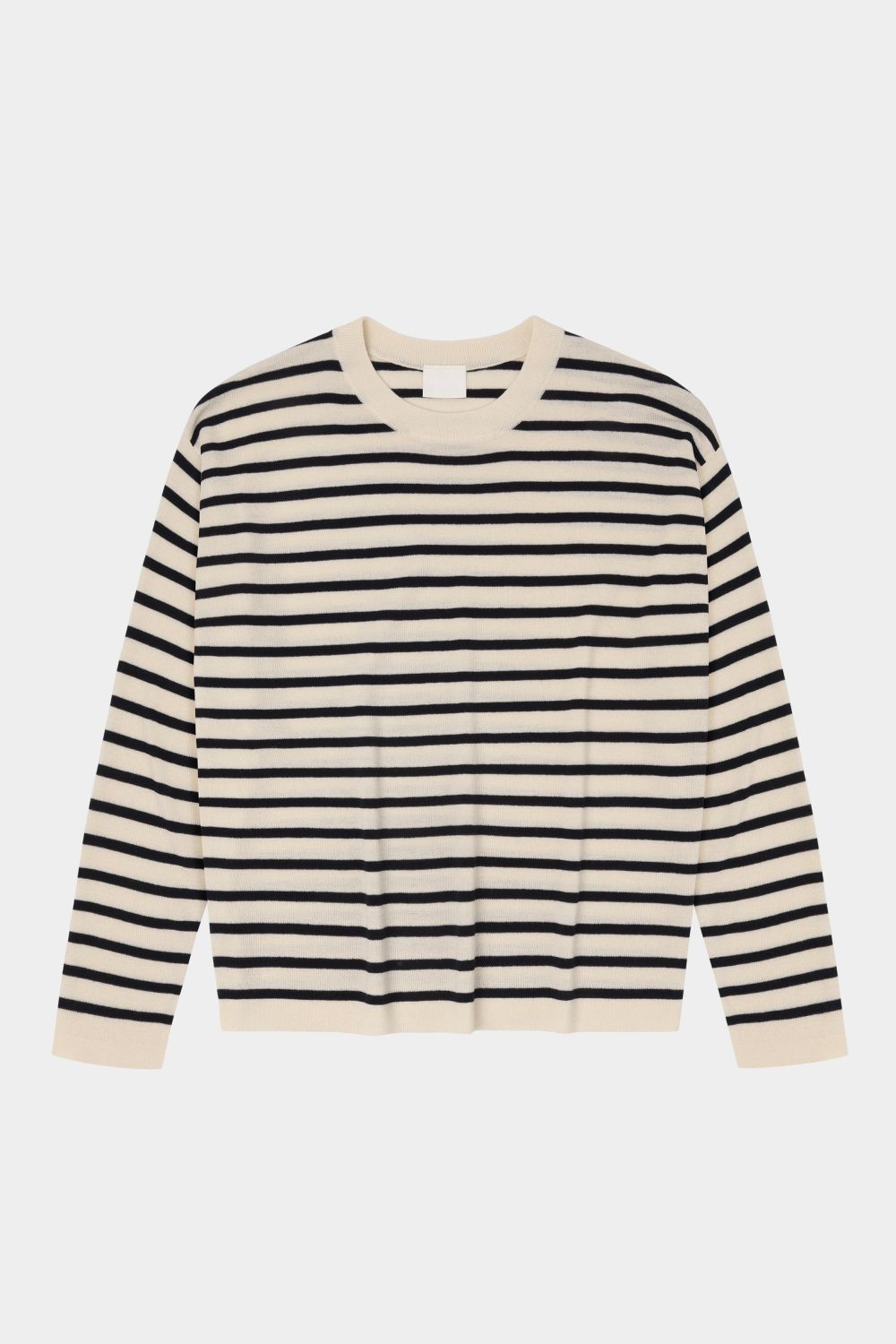 Stribet Bluse Ecru/Mørk Marineblå - Fub