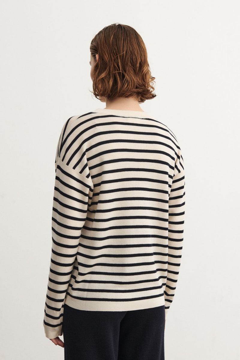 Striped Blouse Ecru/Dark Navy - Fub