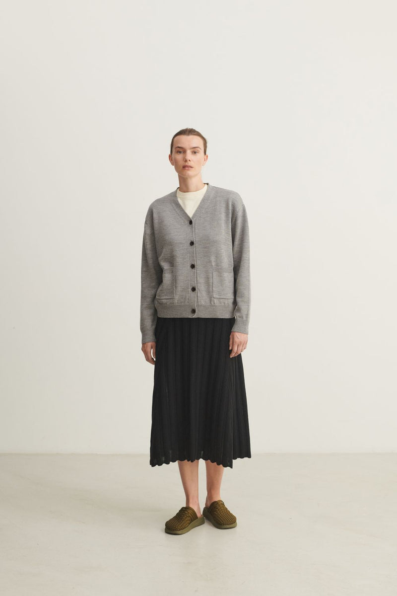 Wool Cardigan (Grey Melange) - FUB