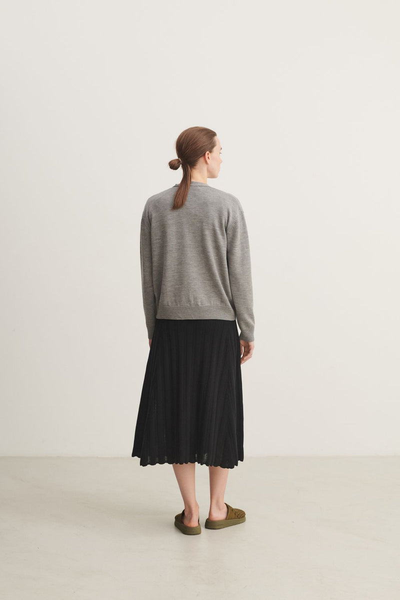 Wool Cardigan (Grey Melange) - FUB