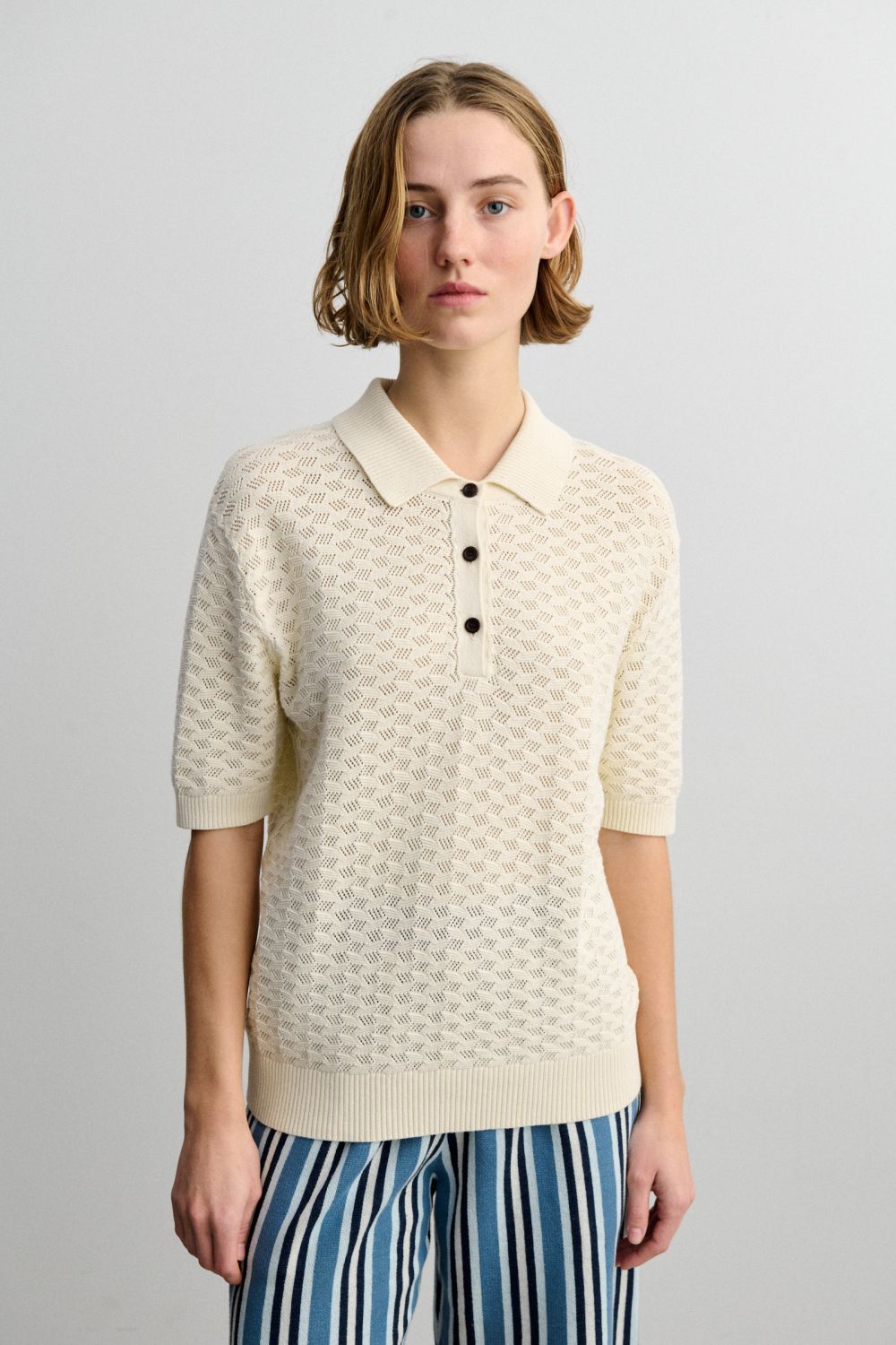 High Twist Polo (Ecru) - FUB