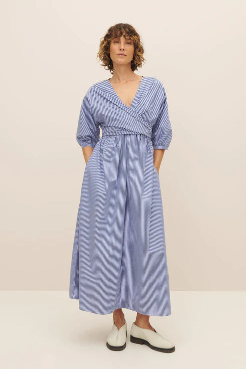 Marta Dress (Blue Stripe) - Kowtow