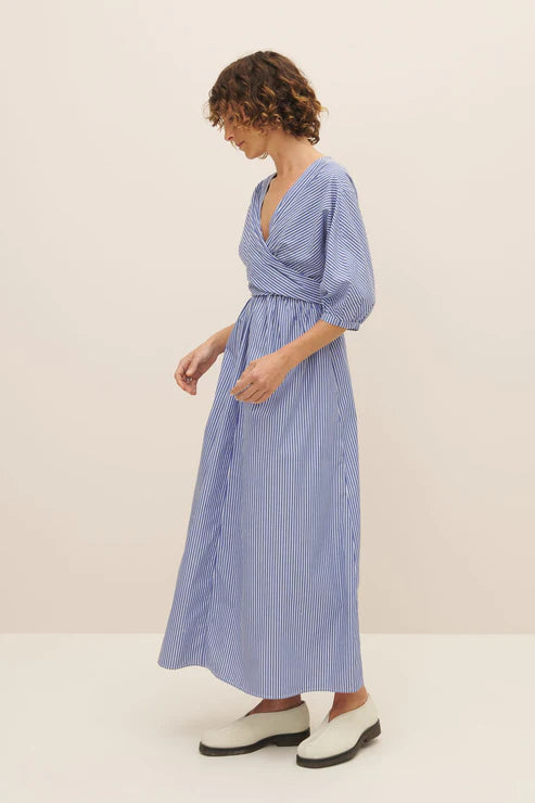 Marta Dress (Blue Stripe) - Kowtow