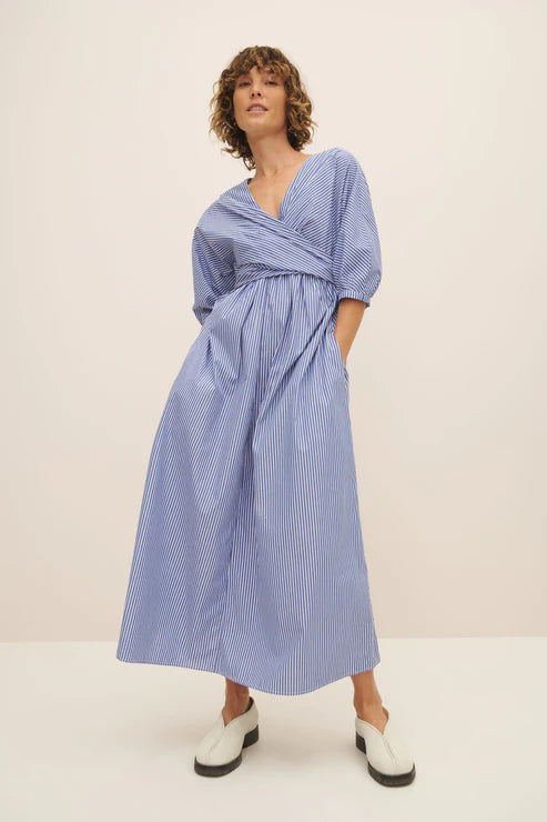 Marta Dress (Blue Stripe) - Kowtow