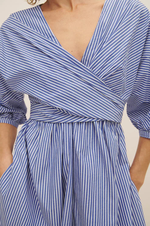 Marta Dress (Blue Stripe) - Kowtow