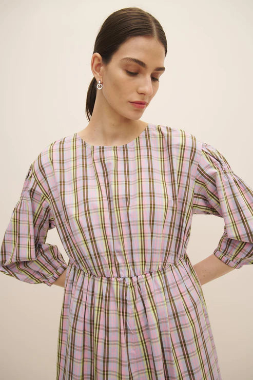 Melody Dress (Pink Tartan) - Kowtow