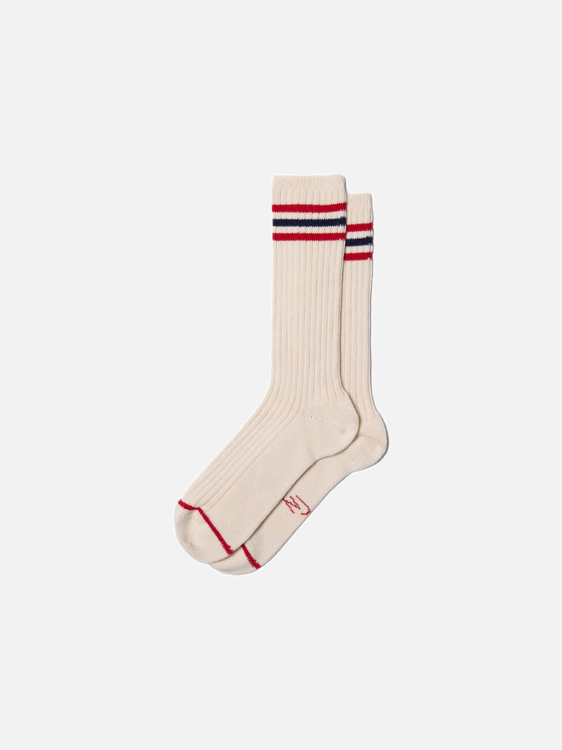 Women Tennis Sock Retro (Offwhite/Red) - Nudie Jeans