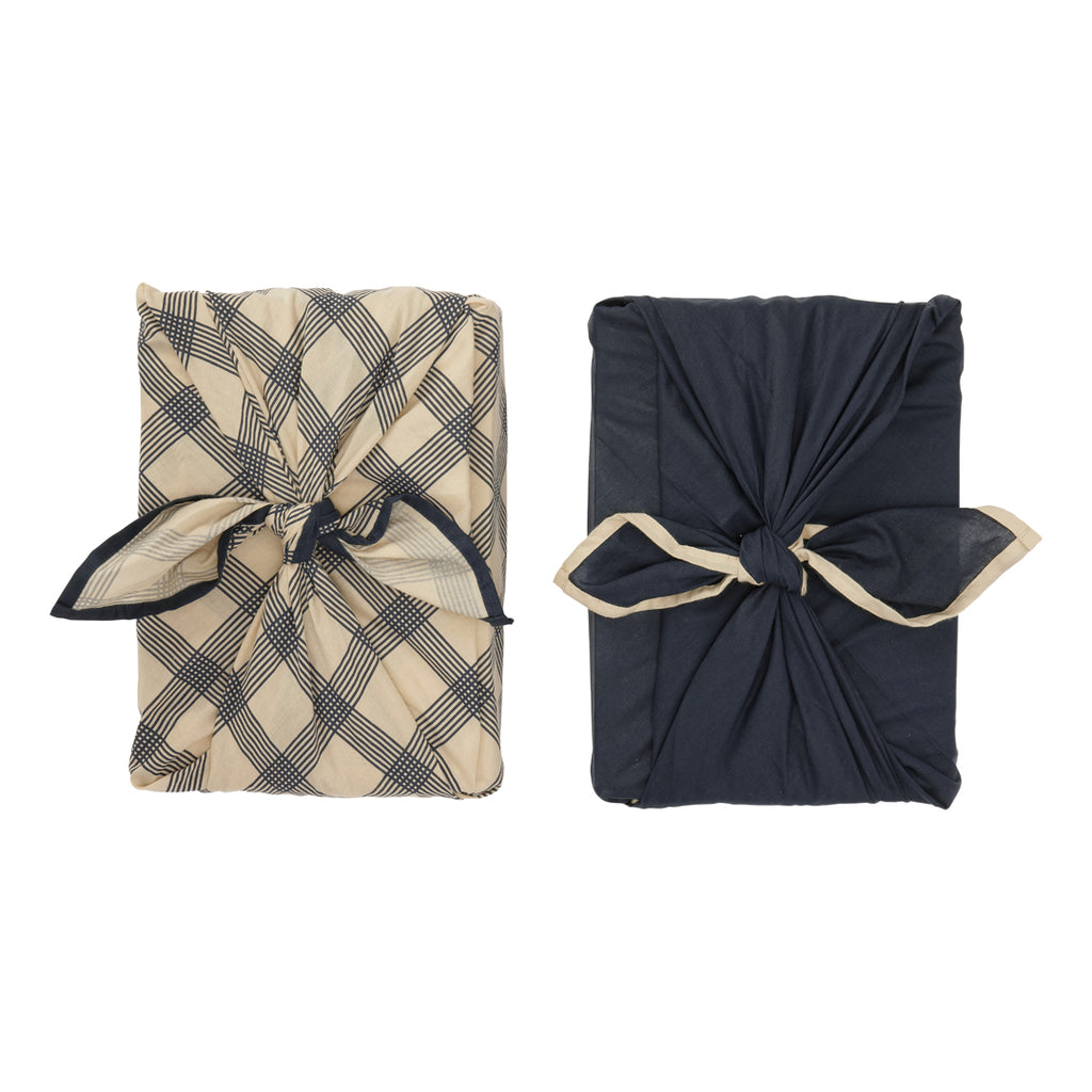 Gift Wrap 2-Pack (Petrolium/French Grid) - Haps Nordic