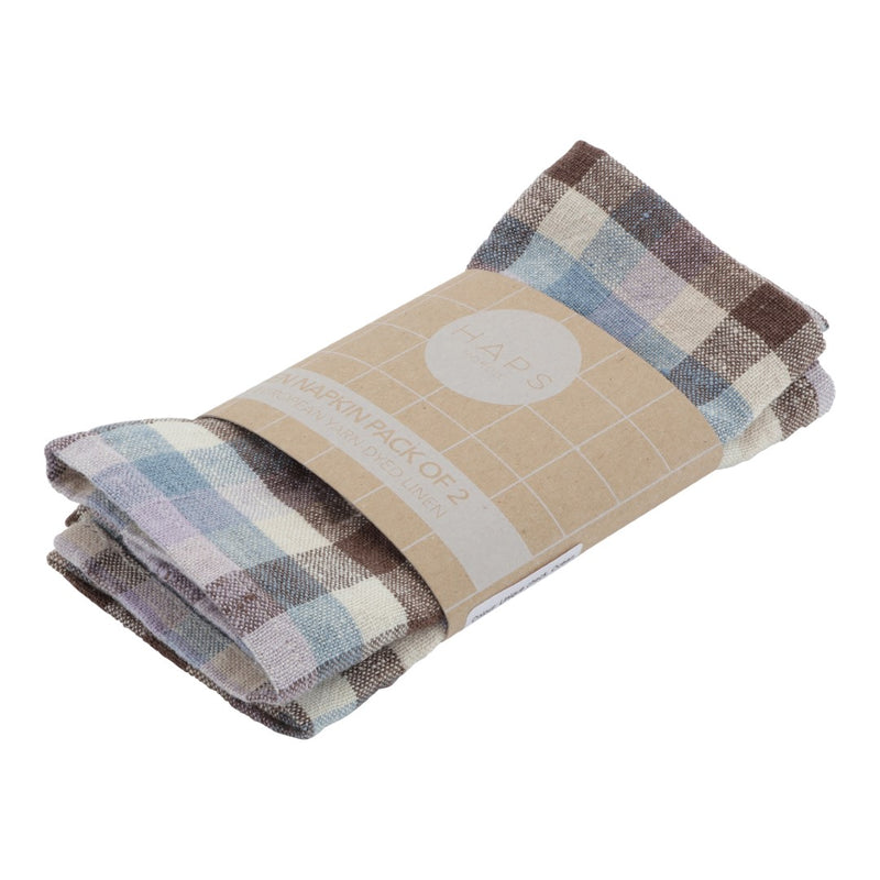 Linen Napkin 2-pack (Unique Check/Ocean) - Haps Nordic