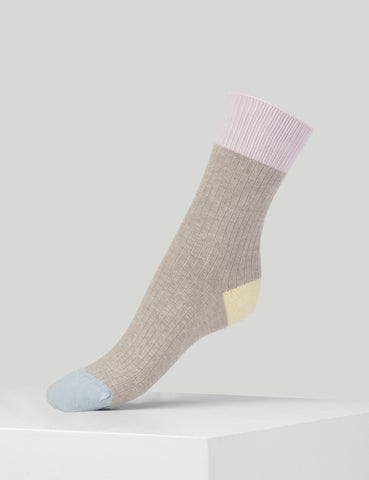Berta Contrast Socks (Beige) - Dear Denier