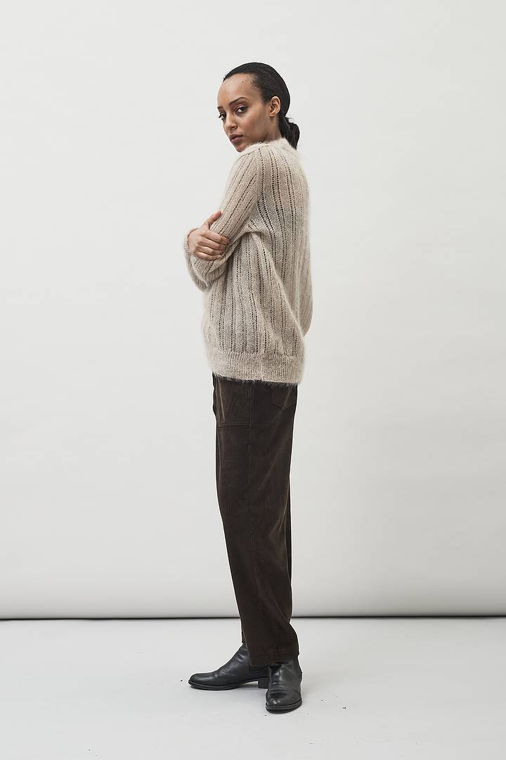 Ruth Barrel Leg Cord Trousers (Dark Brown) - Maska