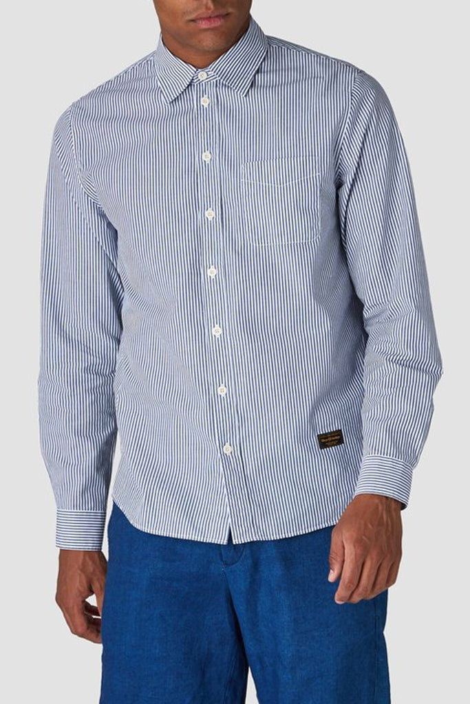 Enda Shirt (Navy Fine Stripe) - Kings Of Indigo