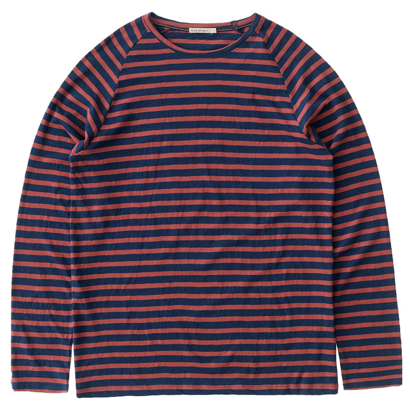 Otto Breton Stripe (Blue/Dusty Red) - Nudie Jeans