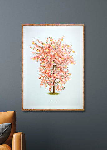 Gold Dots Pink Tree Print in a frame - Stoltzestudio