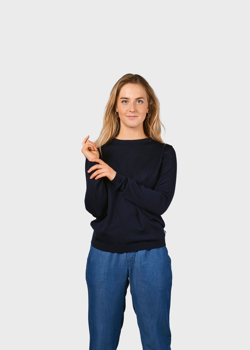 Womens Basic Merino Knit (Navy) - Klitmøller Collective