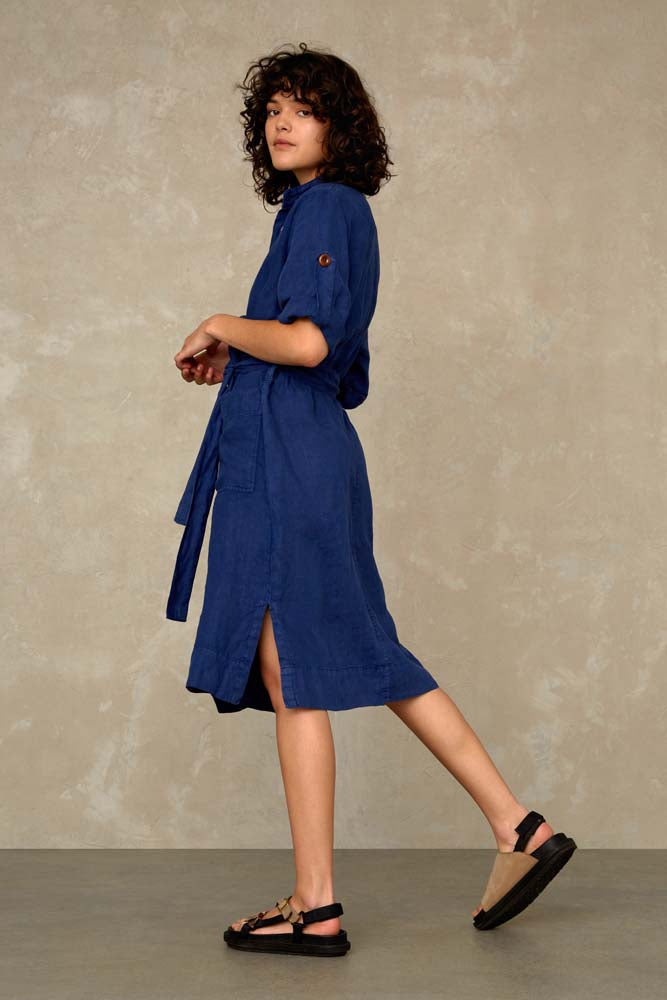 Caledonia Linen Dress (Blue) - Kings of Indigo